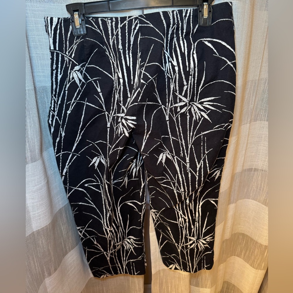 Talbots Black Cropped Pants with White Bamboo Print - Picture 6 of 7